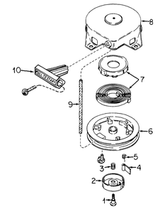 Rewind Starter (With S/N Id 3080010u009521 And Above) Diagram and Parts List for 3080010U008001 (3080010U017296)(1976 & 1983) Cub Cadet Snow Blower